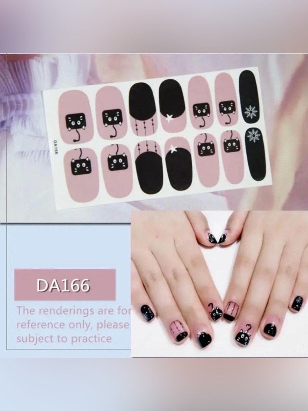 $2 DA166 Pink & Black Cat Nail Wraps $2 WITH ANY $10 ORDER OR MORE